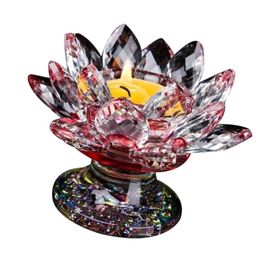 red candle holders Canada - Candle Holders Crystal Lotus Holder Flower Candlesticks Desktop Decoration For Home Wedding Without (Red)