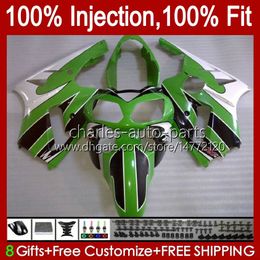 Injection Mould Bodys For KAWASAKI NINJA ZX-12R ZX1200 C ZX 12 R 1200 CC ZX12R 00 01 Bodywork 2No.53 ZX 1200 12R 1200CC 00-01 ZX1200C 2000 2001 OEM Fairing Kit glossy green