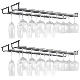 Iron Wall Mount Wine Glass Hanging Holder Goblet Stemware Storage Organizer Rack glass storage kitchen bar accessories 211112