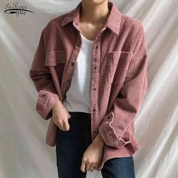 Autumn Korean-Style Loose Corduroy Coats Womens Jackets Casual Cardigan Women Clothing Plus Size Winter Tops Blouse 11537 210508