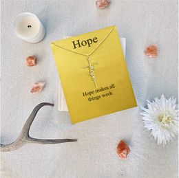 Hope Cross Religion Pendant Necklace Girls Women Letter Chokers Statement Card Jewelry Gift Silver Gold Color