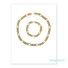 Necklace set plating real gold chain bracelet fashion men's women's Jewellery gifts