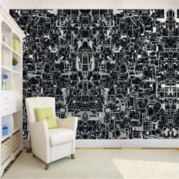 Wallpapers Cushion With Simple Wallpaper For Living Room Science Geometric Personality Bedroom TV Background Wall Papers Home Decor Mural