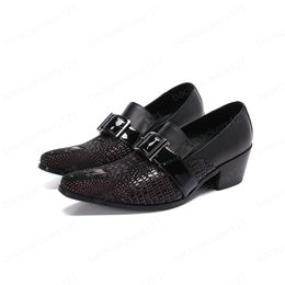 Genuine Leather High Heel Men Brogue Shoes Black Party Dress Shoes Increase Height Oxfords Male Business Shoes