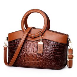 Gykaeo Luxury Handbags Women Bags Designer Crocodile Woman Leather Handbag Ladies Green Party Tote Shoulder Sac A Main 2021 27K