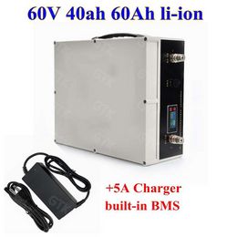 GTK Rechargeable 60V 40ah 60Ah Lithium ion battery pack 60V li-ion with bms for agv caravans electric mortorcycle EV RV+5A Charger