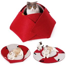 Cat Beds & Furniture Multifunctional House Rose Shape Kitten Kennel Cave Breathable Pet Cushion Comfortable Warm Bed Supplies