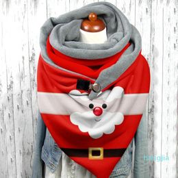 Scarf 40 warm Christmas cartoon print double button scarf Santa Claus soft and comfortable button bag