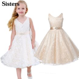 SISRERS Girls party wear clothing for children summer sleeveless lace princess wedding dress girls teenage well party dress Q0716