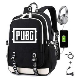 Playerunknown's Battlegrounds Backpack Men Print PUBG Students School Bag Women Causal Travel Laptop Backpack with Charging USB 210929