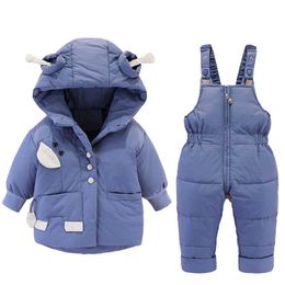 2020 Winter down jumpsuit for children and baby down jacket kids cartoon coat for baby boys clothes Infant 2pcs winter suit 0-4Y H0909