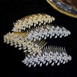 ASNORA Crystal Bridal Leaf Comb Girl Zirconia Jewellery Wedding Hair Bridesmaid Accessories