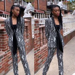 Customised Leopard Women Pants Suits 2 Pieces Formal Prom Party Wedding Wear Office Elegant Ladies Blazer Suit