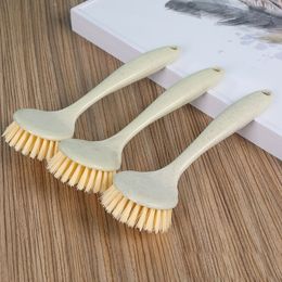 Long Handle Pot Brush Kitchen Pan Dish Bowl Washing Cleaning Tools Portable Wheat Straw Household Clean Brushes DH8965