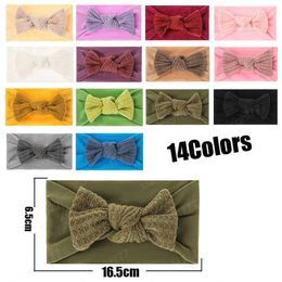 16.5*6.5 CM Infant Solid Colour Elastic Nylon Wide Hairband Fashion Handmade Bows Baby Headband Hair Accessories Christmas Gifts