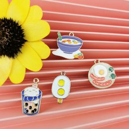 ApeUr 10pcs Double Yolk Egg Popsicle Breakfast Enamel Metal Charms Chic Earring Bracelet Pendants DIY Jewellery Making