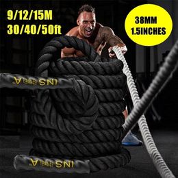 38mmx9m 12m 15m 1.5in Battle Power Rope Strength Muscle Training Fitness Gym Full Body Workout Men Women 220216