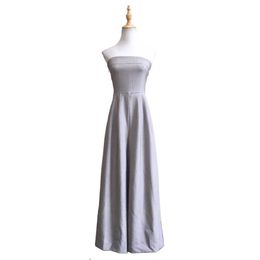 PERHAPS U Women Grey Strapless Sleeveless Wide Leg Jumpsuit Vocation Holiday Beach Sexy Elegant J0026 210529