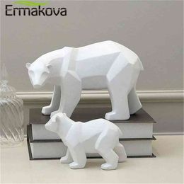 ERMAKOVA Bear Sculpture Geometric Resin Polar Bear Statue Fashion Desktop Ornament Modern Abstract Bear Figurines 210811
