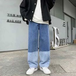 Men Jeans Denim Patchwork Gradient Colour Straight Wide Leg Loose Plus Size 3XL Fashion Casual Students Streetwear All-match New X0621