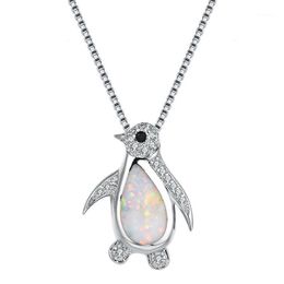 Chains Simple Opal Creative Penguin Animal Necklace Female Romantic Wedding Accessories Holiday Jewelry Gift Wholesale
