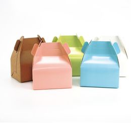 10pcs/cardboard Gift Cake Box Dessert Pink Green Total Wedding Day Convenient Carrying Carton Can Be Customised Logo Wrap