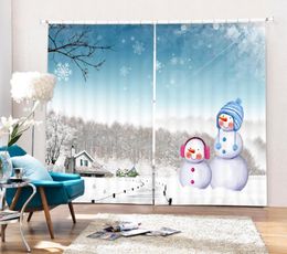 Curtain & Drapes Babson Snowman 3D Digital Printing DIY Advanced Custom Po