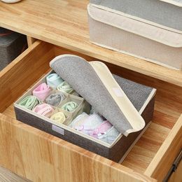 Storage Drawers Drawer Bra Organiser Closet Box Collapsible Washable Cotton Linen Portable Underwear With Cover