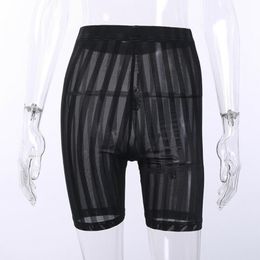 Arrival Women Sexy See Through Mesh Black Stripped Cover-Ups Legging Shorts Mini Pants Female Summer Party Club Cover Up Sarongs