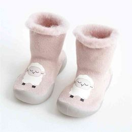 Toddler Winter Shoes Cartoon Animals Warm Newborn Baby Girl Shoes Infant Girls Shoe Knitted First Walkers Soft Socks Shoes Boy 210326