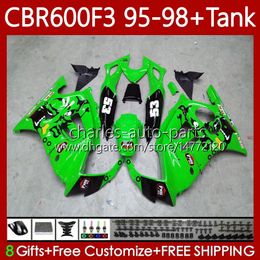 Bodywork +Tank For HONDA CBR600F3 600CC 600FS 95-98 Body 64No.161 CBR 600 600F3 CBR600 F3 Green blk new FS CC 1995 1996 1997 1998 CBR600FS CBR600-F3 95 96 97 98 Fairing Kit