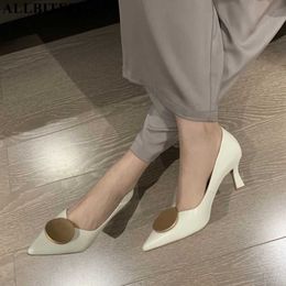 ALLBITEFO soft genuine leather high heels pointed toe thin heel spring fashion sexy women heels shoes club party wedding shoes 210611