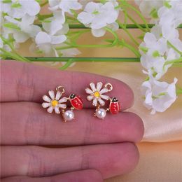 Flower Enamel Metal Charms Golden Base Earring Bracelet DIY Jewellery Making