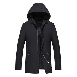 Men's Trench Coats Hooded Smart Casual Men 2021 Spring And Autumn Zipper Medium Long Thin Jackets