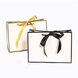 10x With Frame Paper GiftBag For Promotion Clothing Portable Tote Bag Gift Packaging Shopping Twill Wedding Birthday 211108