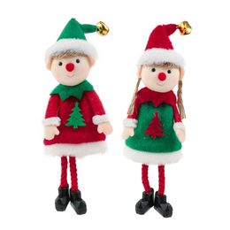 Christmas Decorations Elves Plush Boy and Girl Pendant Xmas Elf Dolls Tree Hanging Ornaments Kids Gifts XBJK2111