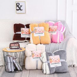 Blankets Double Layer Blanket 200*230cm Magic Fleece Throw Grid Cashmere Sofa Cover Coral Bedspread Knee Soild Home