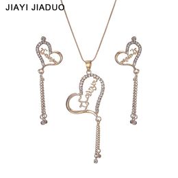 Earrings & Necklace Jiayijiaduo Fashion Pendant Jewelry Sets Gold Color Set For Women Party Wedding Accessories Gift Lover