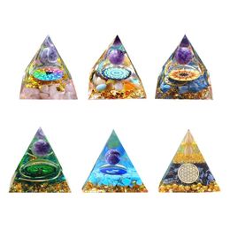 Decorative Objects & Figurines Orgonite Pyramid Amethyst Peridot Healing Crystal Energy Generator Orgone Pyramide Reiki Balancing Lucky Gath