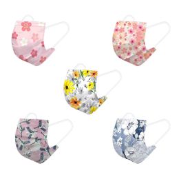 Adult face-mask flower printing spun lace non-woven three-layer melt blown cloth disposable masks