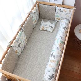 Baby Bed Bumper For borns Baby Room Decoration Thick Soft Crib Protector For Kids Cot Cushion With Cotton Cover Detachable 211025