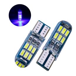 50Pcs/Lot Blue Silicone Bulb T10 W5W 4014 15SMD LED Canbus Error Free Car Bulbs 168 194 2825 Clearance Lamps Licence Plate Lights 12V