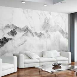 Chinese Style Marble Wallpaper Black And White Abstract Landscape Painting Photo Wall Mural Living Room Bedroom Creative Fresco