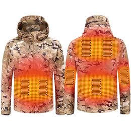 Men's Jackets 2021 Winter Electric Heating Jacket USB Smart Men Women Thick Heated Camouflage Hooded Heat Hunting Ski Suit