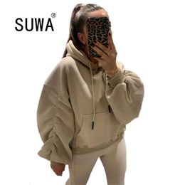 Product Solid Colour Loungewear Women Hoodies Sweatshirt Trendy Chic Stacked Long Sleeve BF Style Cool Girl Streetwear 210525