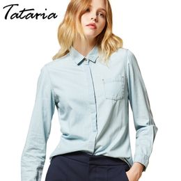 Denim Shirt Women Clothes Long Sleeve Casual Base Tops s Blouses Slim Plus Size Blusa Jeans Feminina 210514