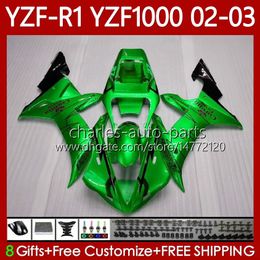 Motorcycle Fairings For YAMAHA YZF R 1 1000 CC YZF-R1 YZFR1 02 03 00 01 Body 90No.52 YZF1000 YZF R1 1000CC 2002 2003 2000 2001 YZF-1000 2000-2003 OEM Bodywork Metallic Green
