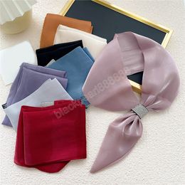 Small Silk Scarf Women Narrow Long Scarves Neck Hijabs Pure color Handkerchief Lady Head Hair Band Scarf Kerchief