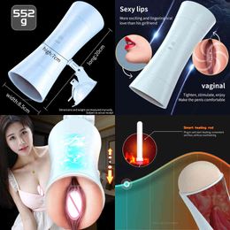 NXY Sex Masturbators Male Masturbation Cup Mouth Vaginal Anal Silicone Masturbator Deep Throat Blowjob Vibrator Toys for Men Adult Masturbad 220127