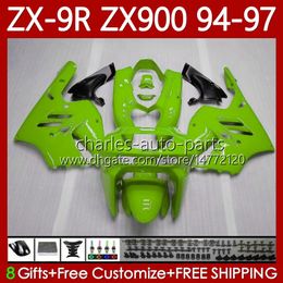 OEM Bodywork For KAWASAKI NINJA ZX-9R ZX 9R 9 R 900 CC ZX-900 1994-1997 Bodys 100No.131 ZX9 R ZX900 ZX900C Neon Green 1994 1995 1996 1997 900CC ZX9R 94 95 96 97 Fairing Kit